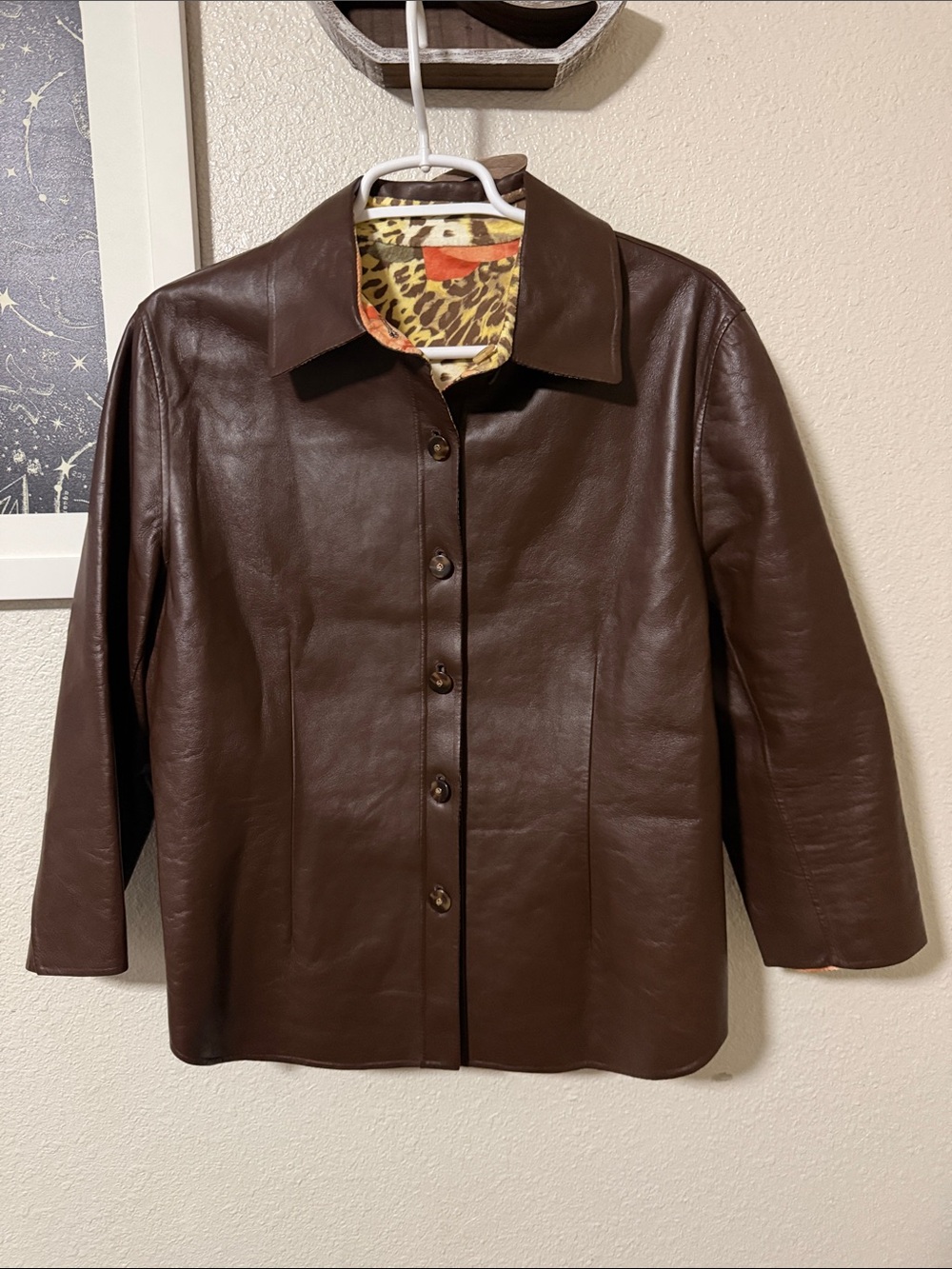 ST. JOHN SPORT Reversible Brown Leather Jacket